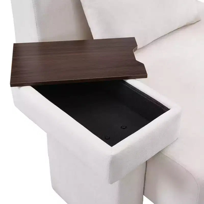 Poltrona divano decorativa extra large larga 48''W, con cuscino e vassoio in legno integrato, comoda e moderna