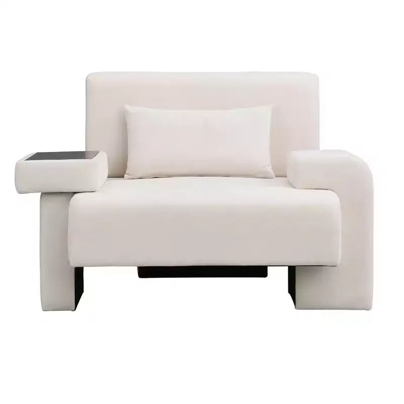 Poltrona divano decorativa extra large larga 48''W, con cuscino e vassoio in legno integrato, comoda e moderna