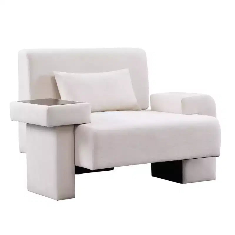 Poltrona divano decorativa extra large larga 48''W, con cuscino e vassoio in legno integrato, comoda e moderna
