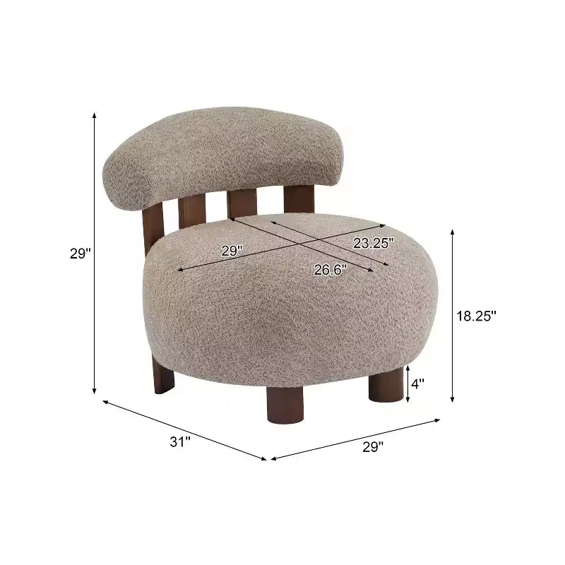 Modern Wood Boucl Upholstered Accent Slipper Chair