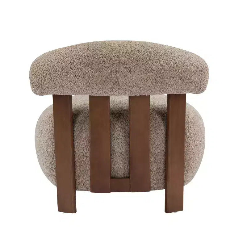Modern Wood Boucl Upholstered Accent Slipper Chair