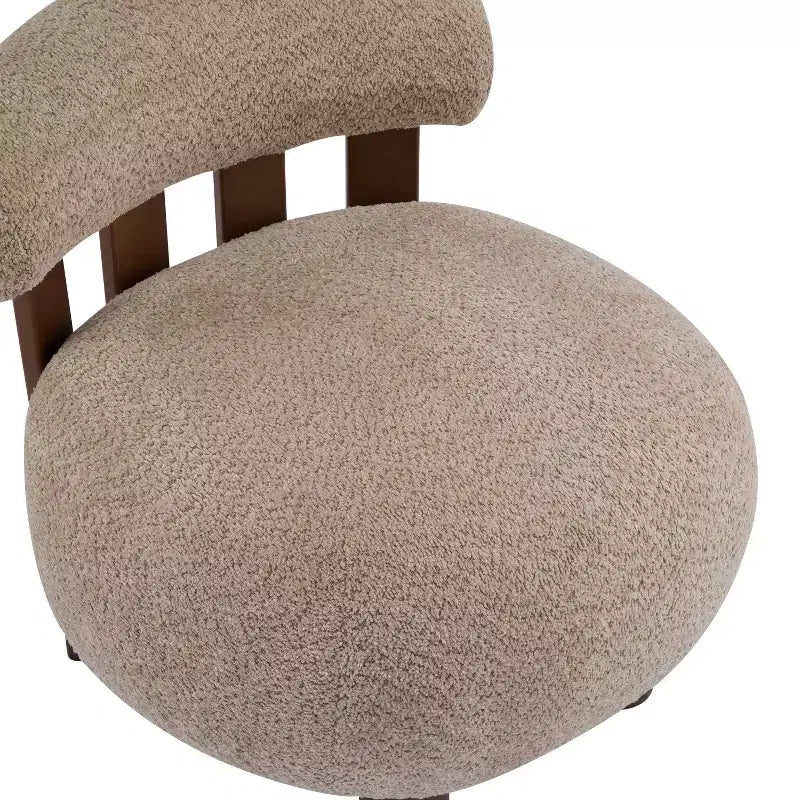 Modern Wood Boucl Upholstered Accent Slipper Chair