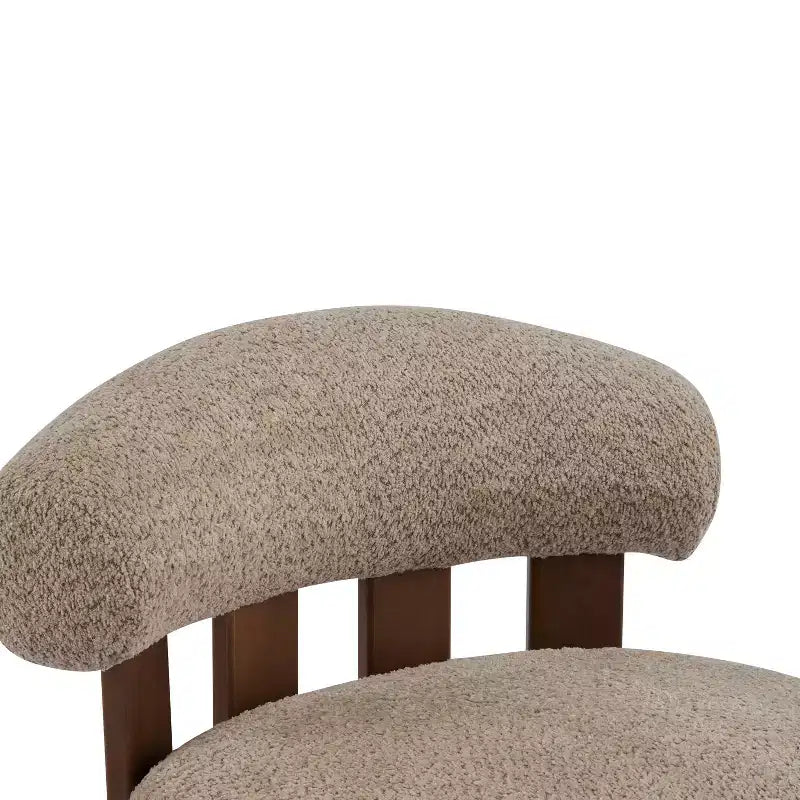 Modern Wood Boucl Upholstered Accent Slipper Chair