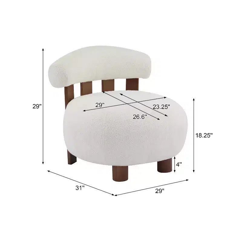 Modern Wood Boucl Upholstered Accent Slipper Chair