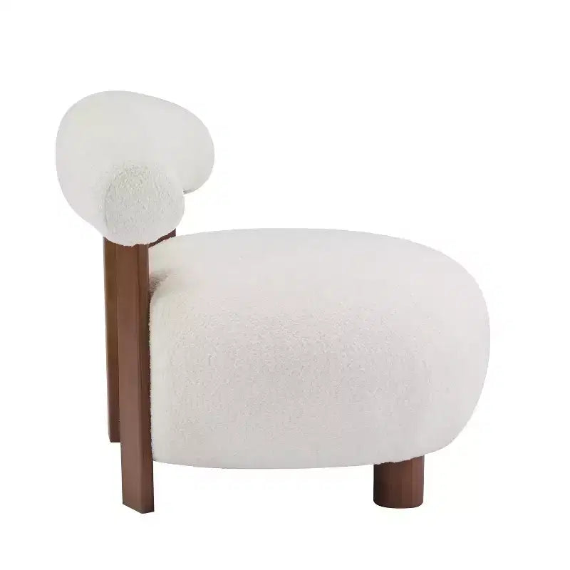 Modern Wood Boucl Upholstered Accent Slipper Chair
