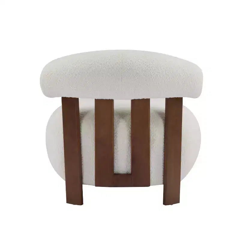Modern Wood Boucl Upholstered Accent Slipper Chair