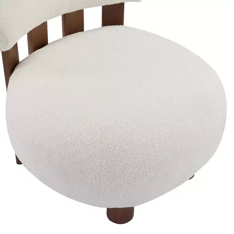 Modern Wood Boucl Upholstered Accent Slipper Chair