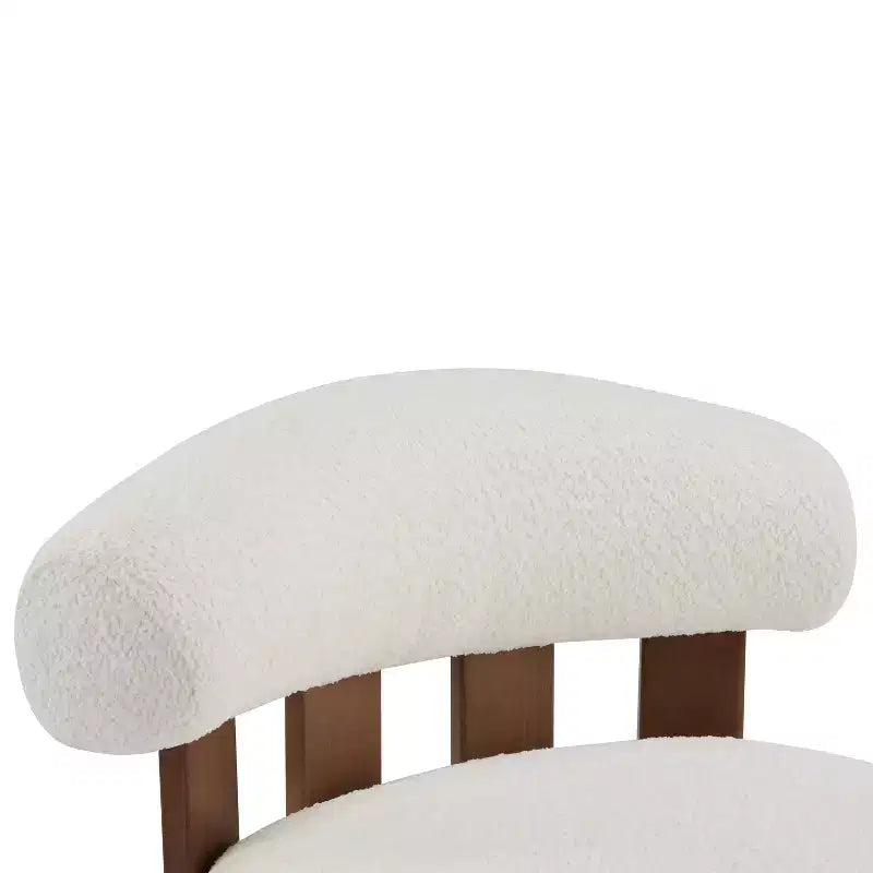 Modern Wood Boucl Upholstered Accent Slipper Chair