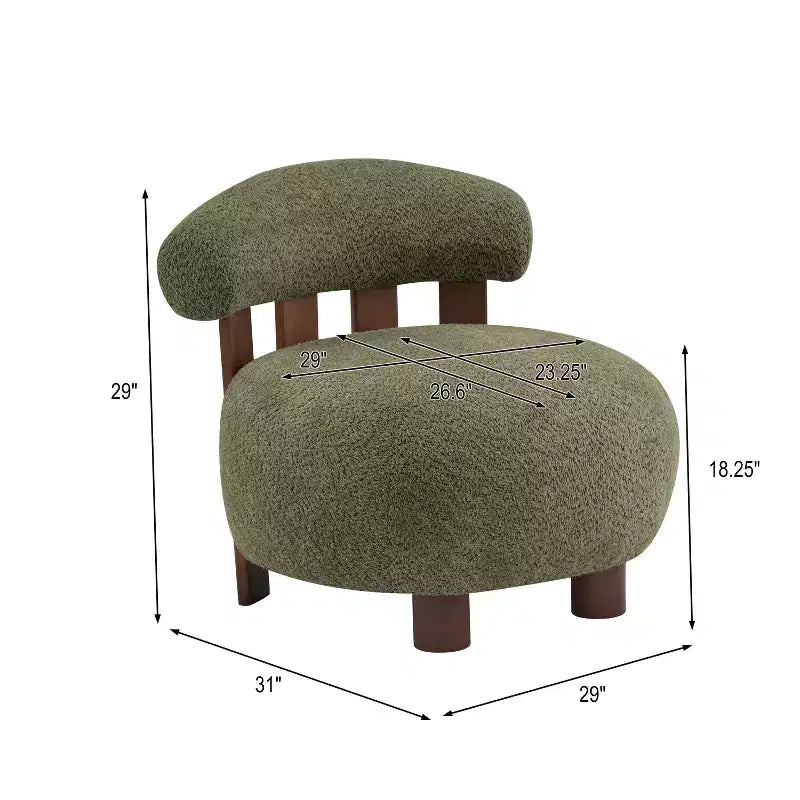 Modern Wood Boucl Upholstered Accent Slipper Chair
