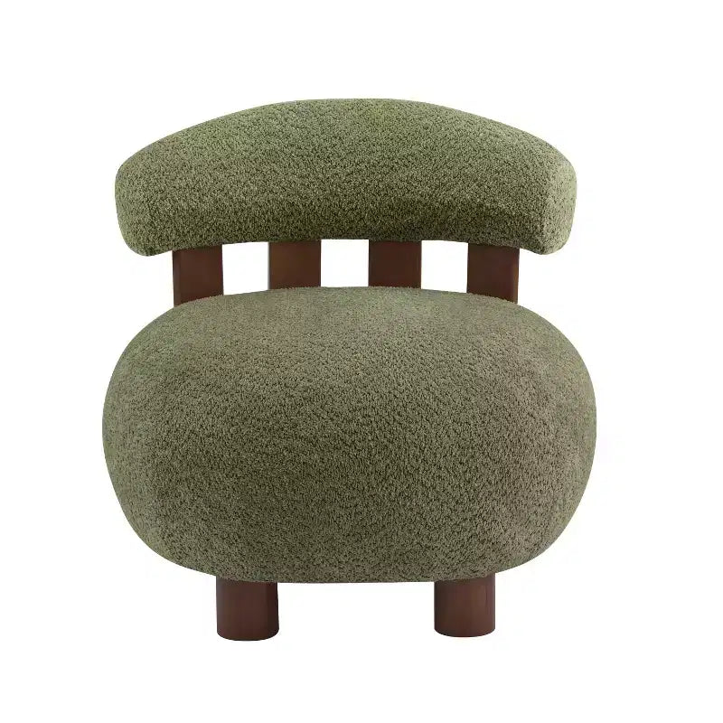 Modern Wood Boucl Upholstered Accent Slipper Chair