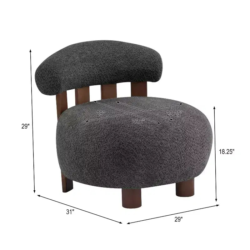 Modern Wood Boucl Upholstered Accent Slipper Chair
