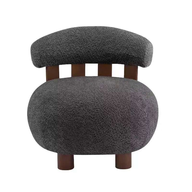 Modern Wood Boucl Upholstered Accent Slipper Chair