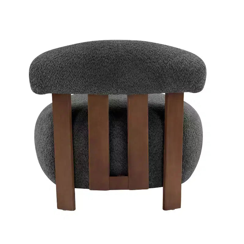 Modern Wood Boucl Upholstered Accent Slipper Chair