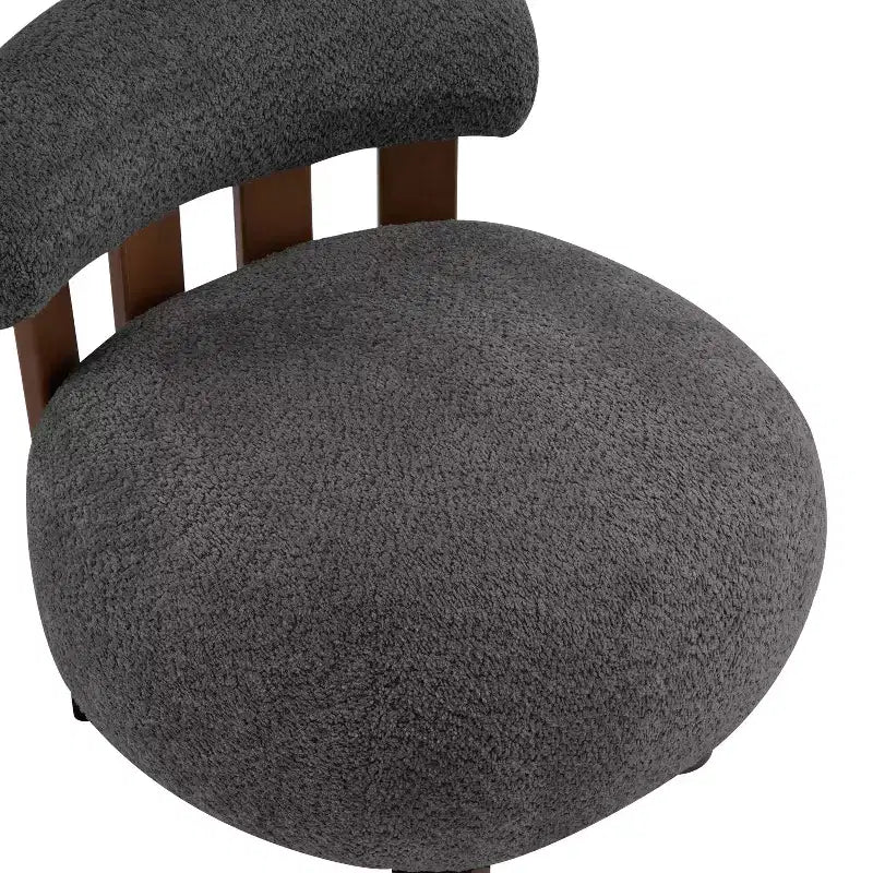 Modern Wood Boucl Upholstered Accent Slipper Chair