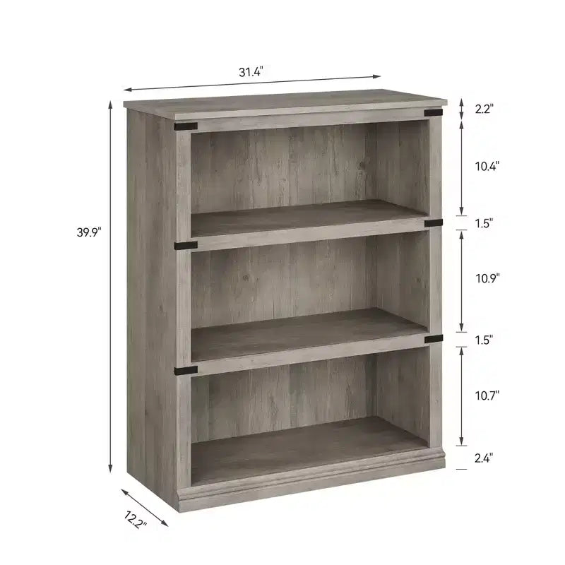 Libreria a 3 livelli, stile rustico, con contenitore, scaffale a giorno alto 40 pollici