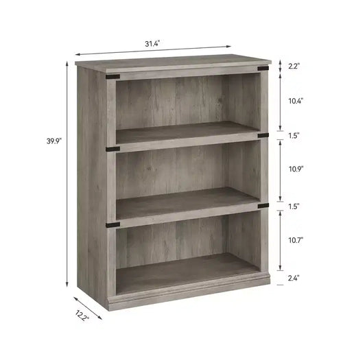 Libreria a 3 livelli, stile rustico, con contenitore, scaffale a giorno alto 40 pollici