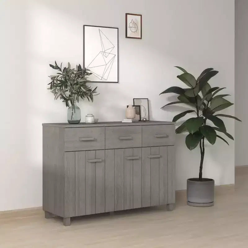 Credenza buffet consolle da bar con cassetti, in legno massello di pino