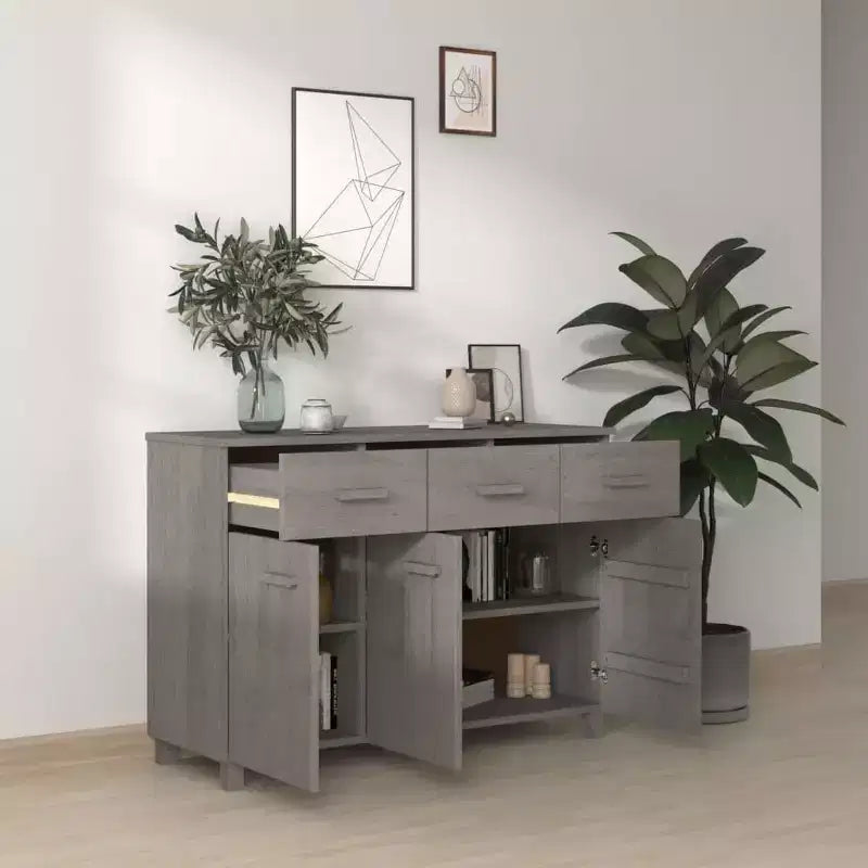 Credenza buffet consolle da bar con cassetti, in legno massello di pino