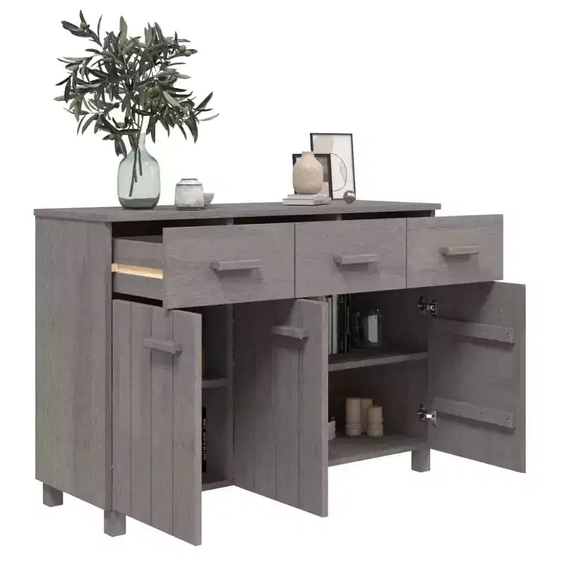 Credenza buffet consolle da bar con cassetti, in legno massello di pino