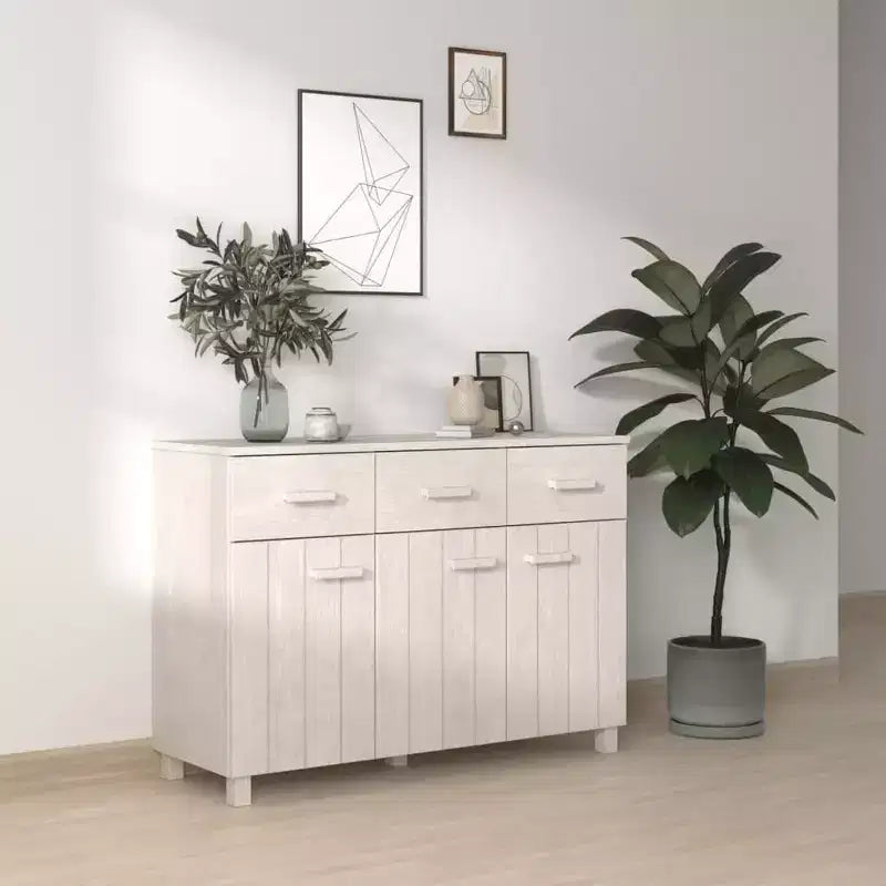 Credenza buffet consolle da bar con cassetti, in legno massello di pino