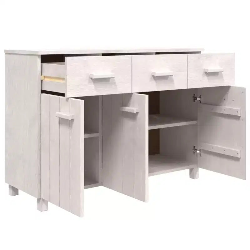 Credenza buffet consolle da bar con cassetti, in legno massello di pino