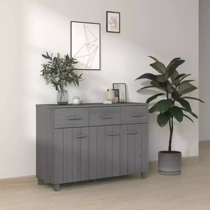 Credenza buffet consolle da bar con cassetti, in legno massello di pino