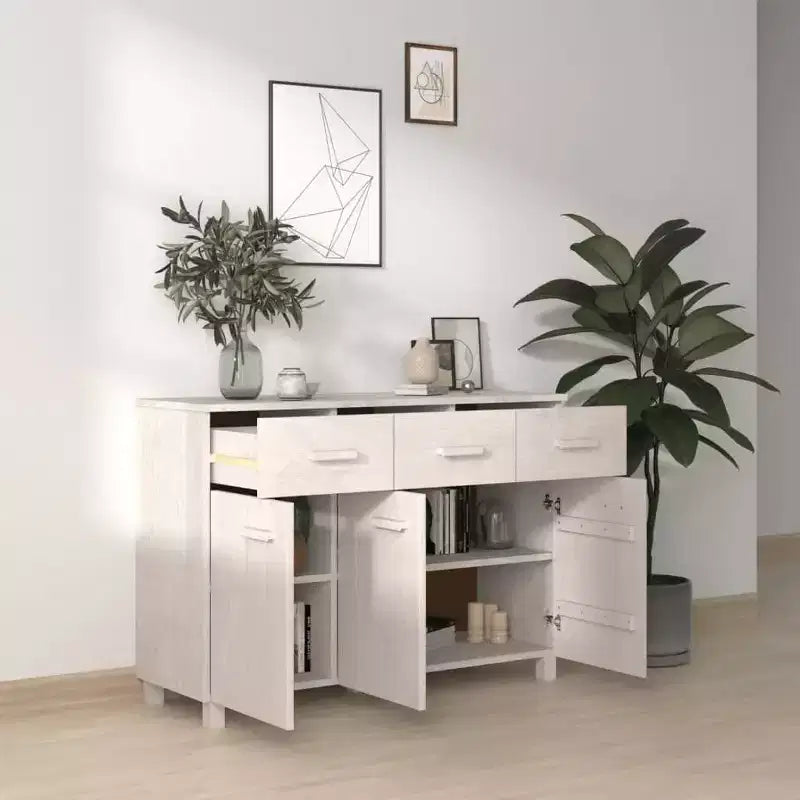 Credenza buffet consolle da bar con cassetti, in legno massello di pino