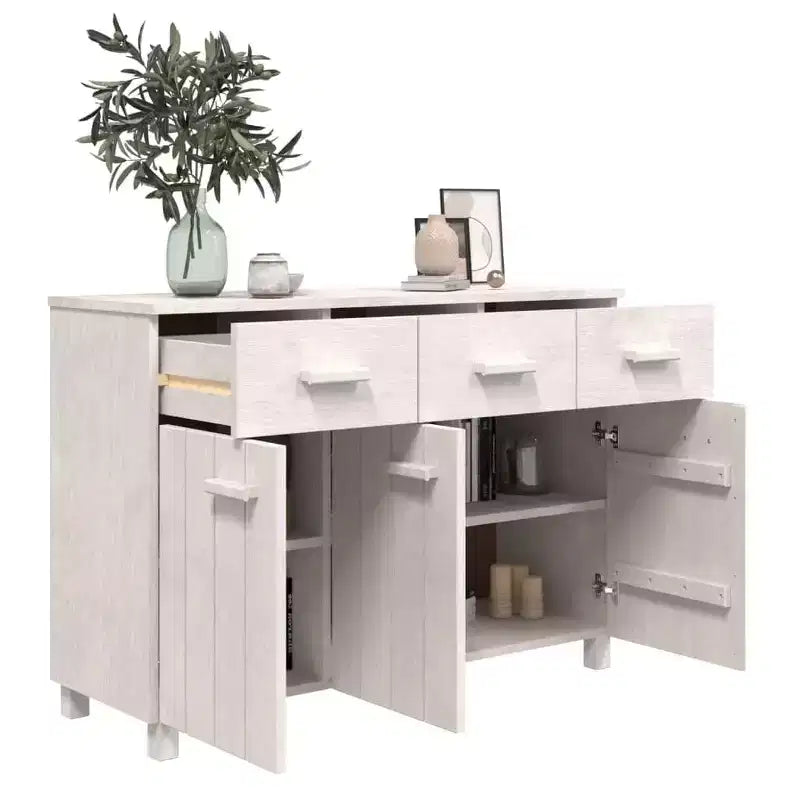 Credenza buffet consolle da bar con cassetti, in legno massello di pino