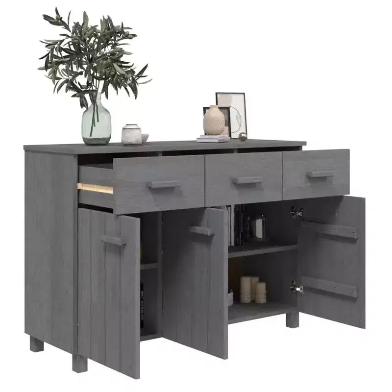 Credenza buffet consolle da bar con cassetti, in legno massello di pino
