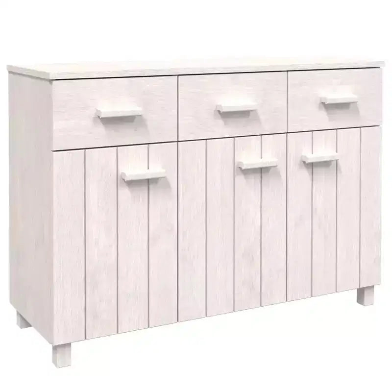Credenza buffet consolle da bar con cassetti, in legno massello di pino