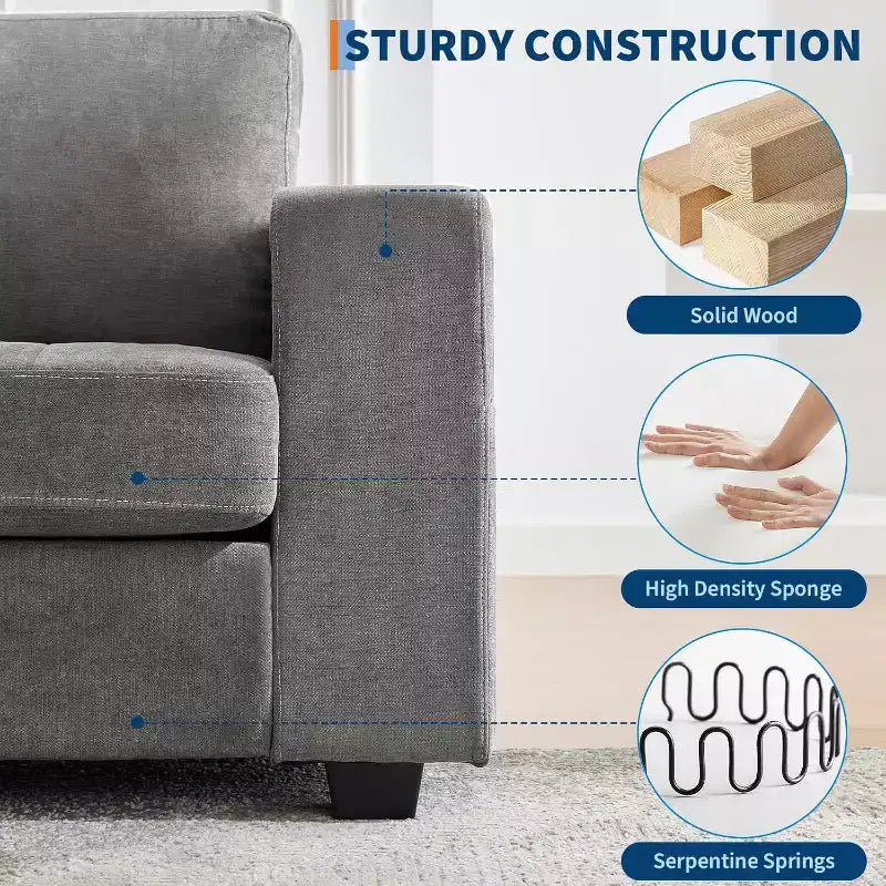 70 Chenille Loveseat Sofa with USB Charging  Modern Sectional w/Storage Pockets &amp; Removable Cover for Living Room, Apartment