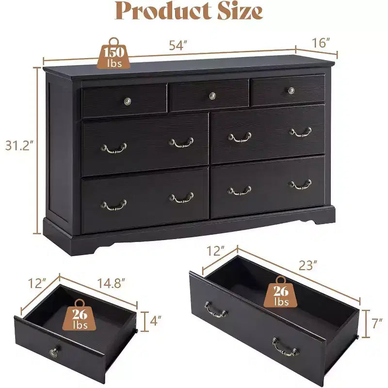 Drawer Dresser, Farmhouse Chest of Drawers with Vintage Metal Handle