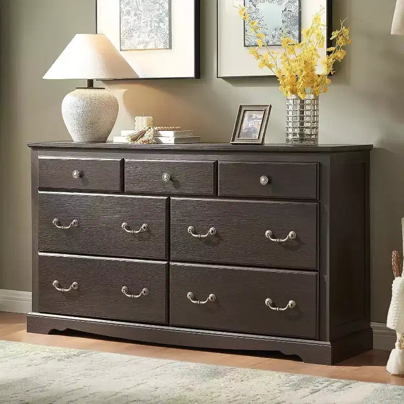 Drawer Dresser, Farmhouse Chest of Drawers with Vintage Metal Handle