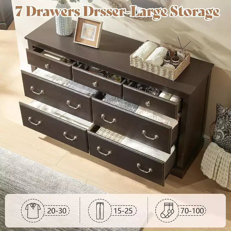 Drawer Dresser, Farmhouse Chest of Drawers with Vintage Metal Handle