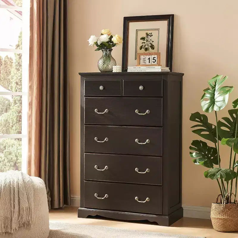 Drawer Dresser, Farmhouse Chest of Drawers with Vintage Metal Handle