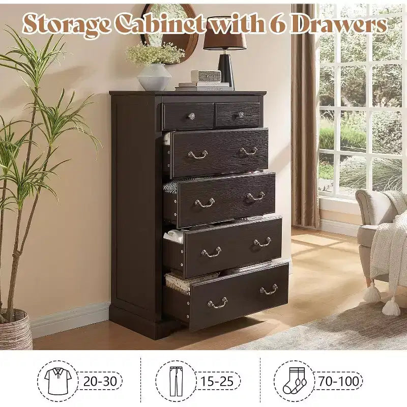 Drawer Dresser, Farmhouse Chest of Drawers with Vintage Metal Handle