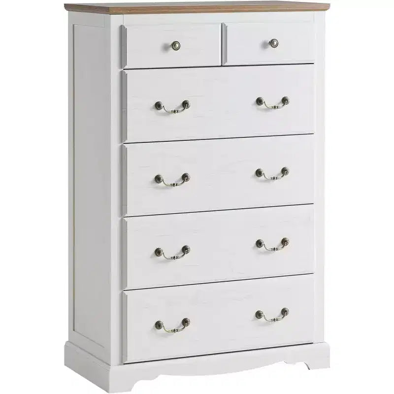 Drawer Dresser, Farmhouse Chest of Drawers with Vintage Metal Handle