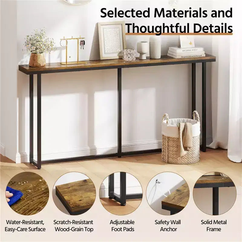 Modern 71in Extended Console Tabl for Hallway, Living Room
