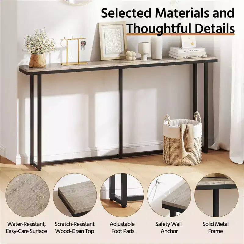 Modern 71in Extended Console Tabl for Hallway, Living Room