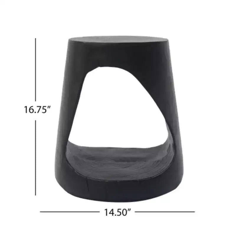 Tavolino laterale cavo con finitura effetto legno nera