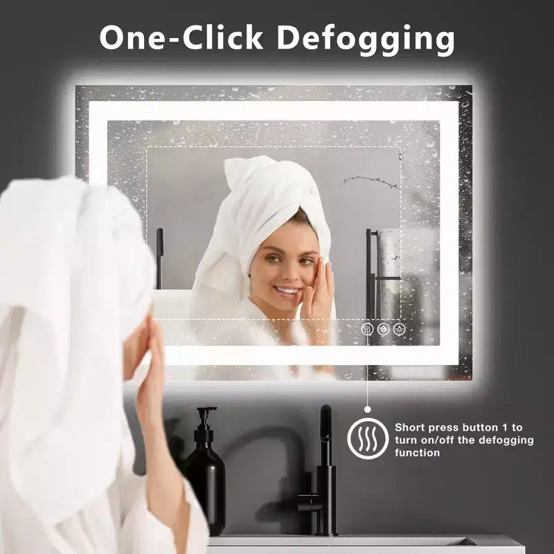 Specchio antiappannamento da 24x36 pollici, grande specchio da bagno a LED con sensore touch, bianco