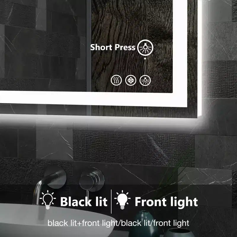 Specchio antiappannamento da 24x36 pollici, grande specchio da bagno a LED con sensore touch, bianco