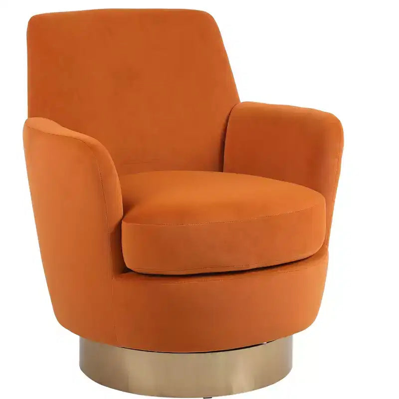 Luxury Velvet Swivel Barrel Chair,360 Silent Rotating Accent Chair with Golden Base for Living Room,Bedroom,Office