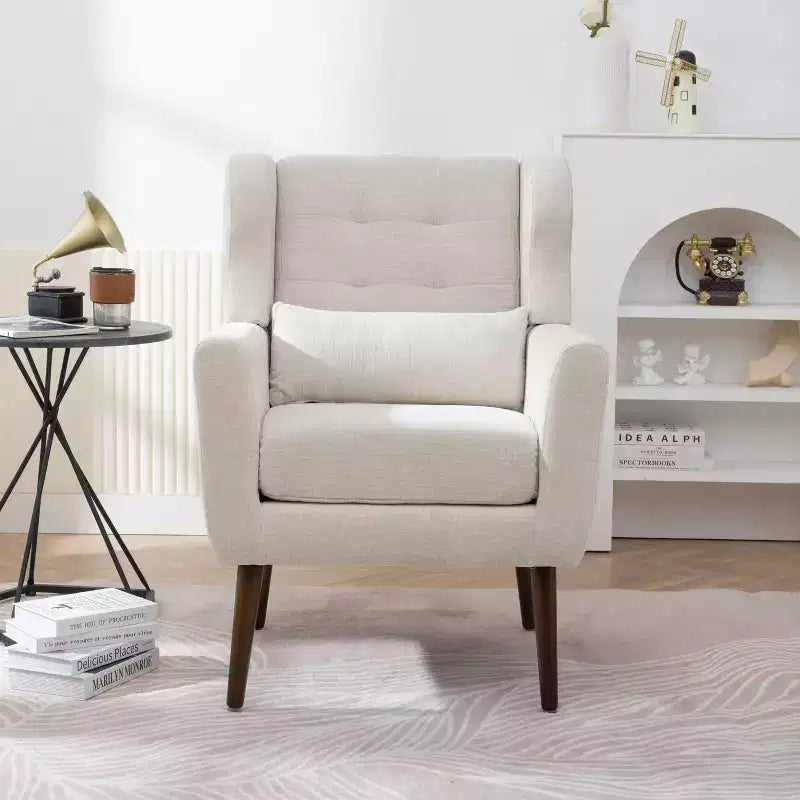 Accent Chairs for Bedroom, Mid Century Modern Accent Chair, Teddy Fabric Chairs Comfy Reading Chair, Lounge Arm Chairs Armchair