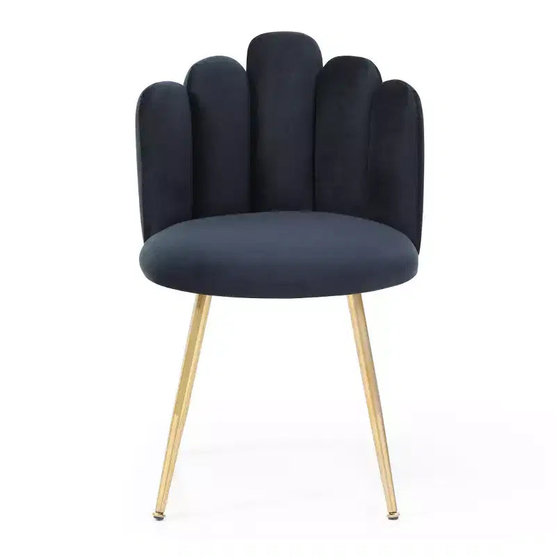 Set di 2 sedie moderne da pranzo in velluto con gambe in metallo dorato per sala da pranzo, cucina, toeletta o soggiorno - Nero