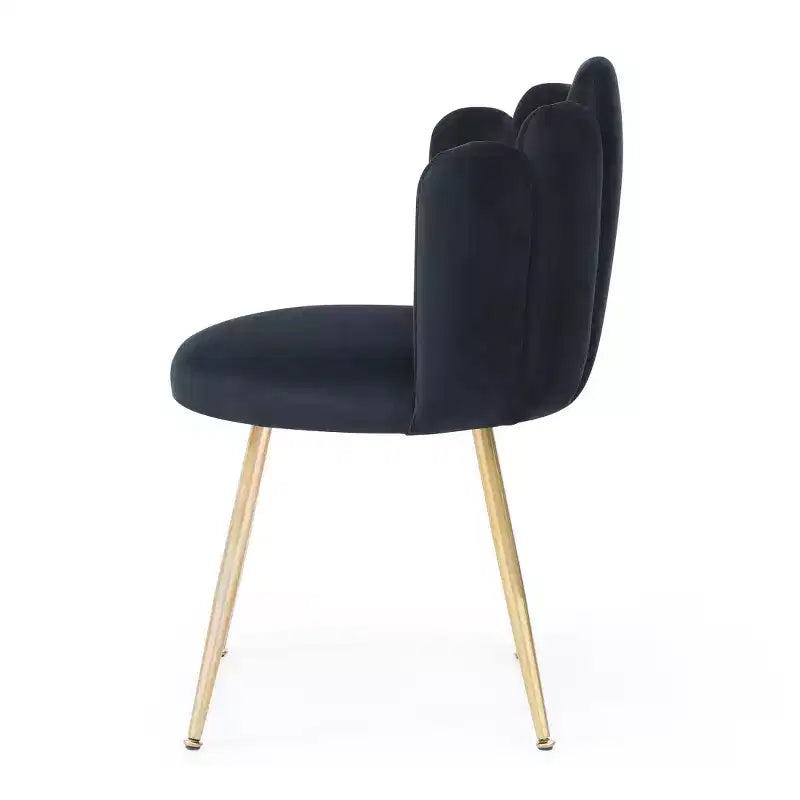 Set of 2,Modern Velvet Dining Chairs with Golden Metal Legs for Dining Room, Kitchen, Vanity, Living Room - Black