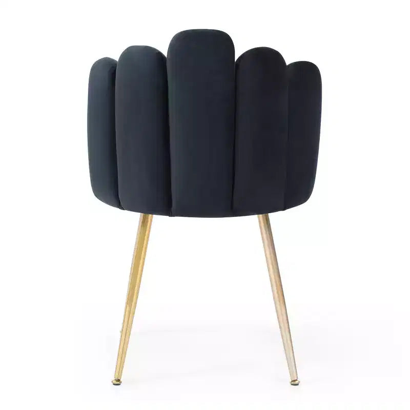 Set of 2,Modern Velvet Dining Chairs with Golden Metal Legs for Dining Room, Kitchen, Vanity, Living Room - Black