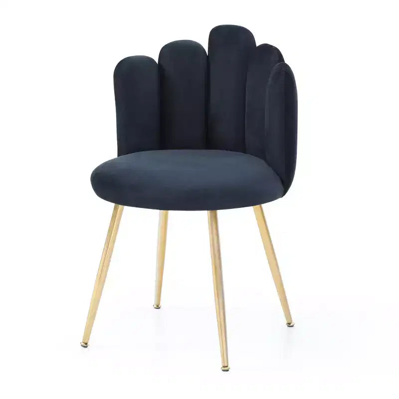 Set of 2,Modern Velvet Dining Chairs with Golden Metal Legs for Dining Room, Kitchen, Vanity, Living Room - Black