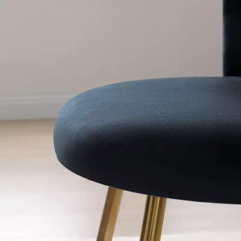 Set of 2,Modern Velvet Dining Chairs with Golden Metal Legs for Dining Room, Kitchen, Vanity, Living Room - Black