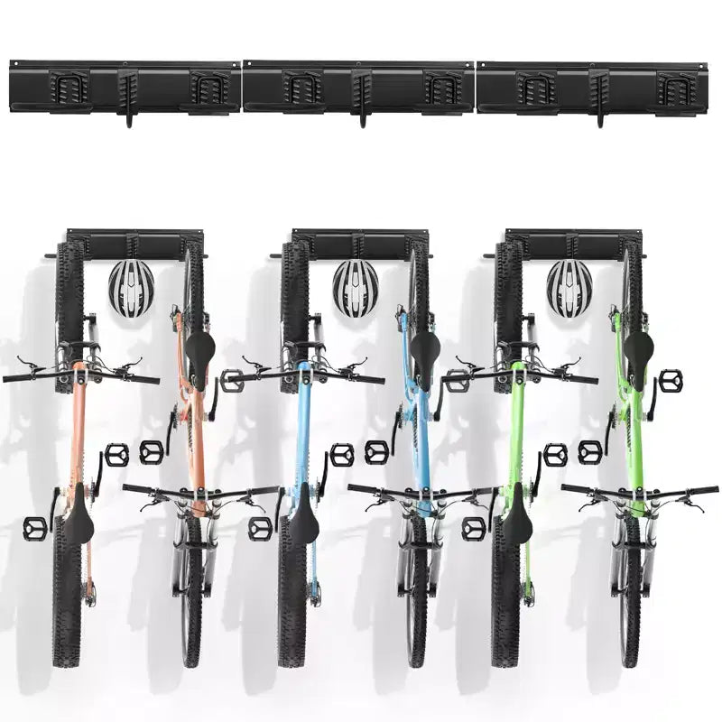 VEVOR Bike Storage Rack, 6 Bike Racks and 3 Helmets Hooks, Wall Mount Bike Storage Hanger, Home &amp; Garage Organizer